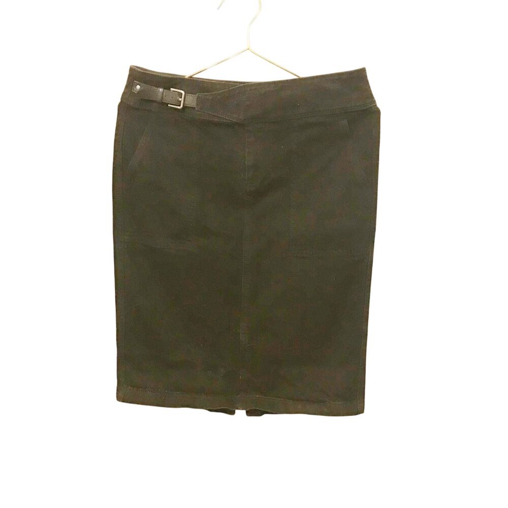 LRL Black Jean Skirt with Belt - Size 2 - Excellent Condition